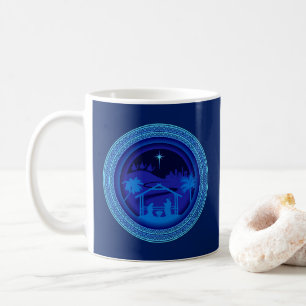 Matching Blue Nativity Christmas Coffee Mug