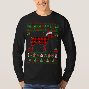 Matching Buffalo Plaid Ugly Bull Terrier Christmas T-Shirt