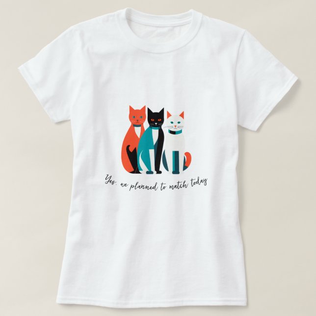 Matching Cats Trio T-Shirt (Design Front)