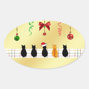 Matching Chic Sticker with Christmas Cats