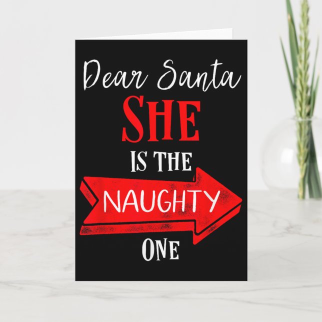 Matching Christmas Outfit For Couples She's The Na Card (Front)