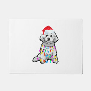 Matching Christmas Pajama T Shirt Bichon Frise Dog Doormat