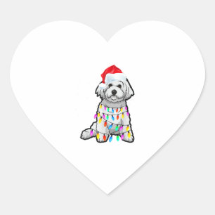 Matching Christmas Pajama T Shirt Bichon Frise Dog Heart Sticker