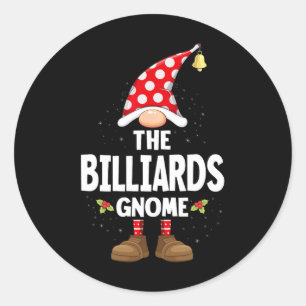 Matching Christmas Pajama The Billiards Gnome  Classic Round Sticker