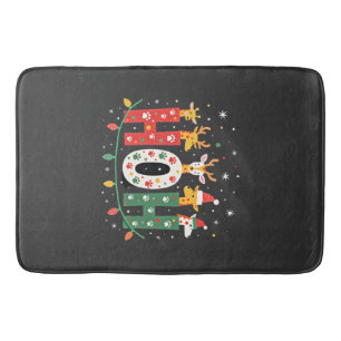 Matching Christmas Santa Hat Ho Ho Ho Giraffe Anim Bath Mat