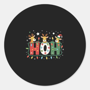Matching Christmas Santa Hat Ho Ho Ho Giraffe Anim Classic Round Sticker