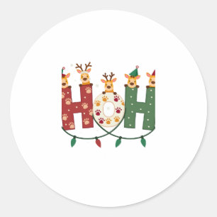 Matching Christmas Santa Hat Ho Ho Ho Giraffe Anim Classic Round Sticker