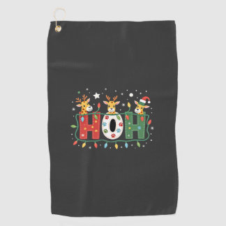 Matching Christmas Santa Hat Ho Ho Ho Giraffe Anim Golf Towel