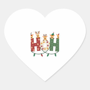 Matching Christmas Santa Hat Ho Ho Ho Giraffe Anim Heart Sticker