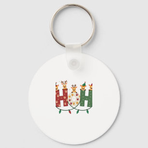 Matching Christmas Santa Hat Ho Ho Ho Giraffe Anim Key Ring