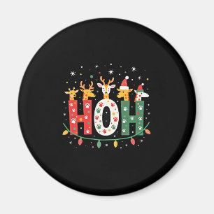 Matching Christmas Santa Hat Ho Ho Ho Giraffe Anim Magnet