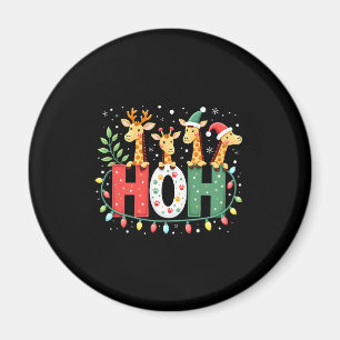 Matching Christmas Santa Hat Ho Ho Ho Giraffe Anim Magnet