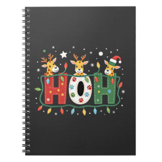 Matching Christmas Santa Hat Ho Ho Ho Giraffe Anim Notebook