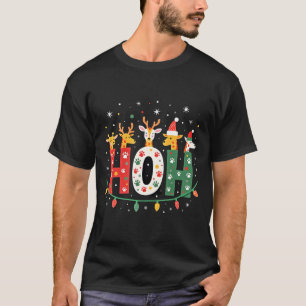 Matching Christmas Santa Hat Ho Ho Ho Giraffe Anim T-Shirt