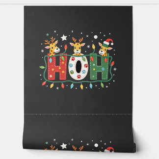 Matching Christmas Santa Hat Ho Ho Ho Giraffe Anim Wallpaper