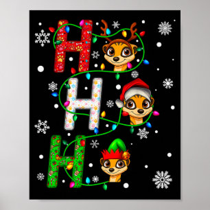 Matching Christmas Santa Hat Ho Ho Ho Meerkat Anim Poster