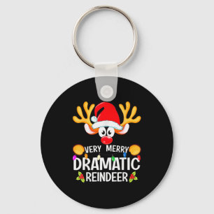 Matching Christmas Very Merry Dramatic Reindeer Key Ring