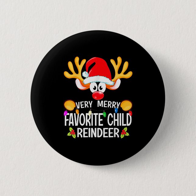 Matching Christmas Very Merry Favourite Child Rein 6 Cm Round Badge (Front)