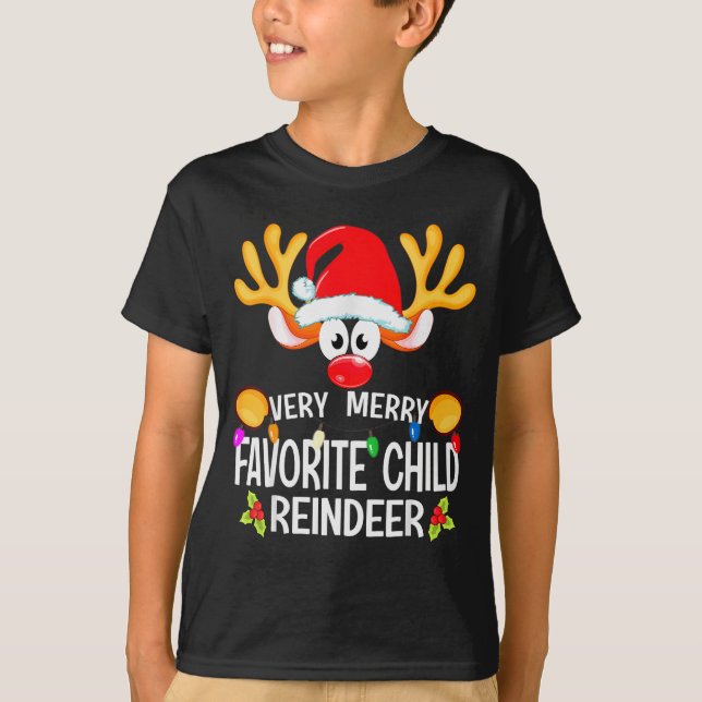 Matching Christmas Very Merry Favourite Child Rein T-Shirt (Front)