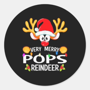 Matching Christmas Very Merry Ps Reindeer  Classic Round Sticker