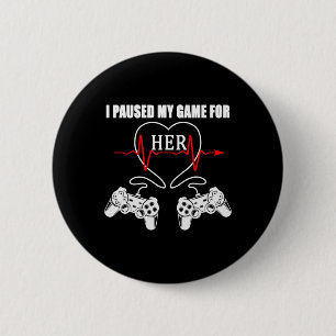 Matching Couple Valentines Day Video Gamer Heart C 6 Cm Round Badge