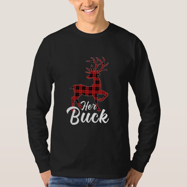 Matching Couples Christmas Pyjamas Buffalo Plaid T-Shirt (Front)