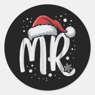 Matching Couples Mr Mrs Wedding Xmas Ugly Santa  Classic Round Sticker