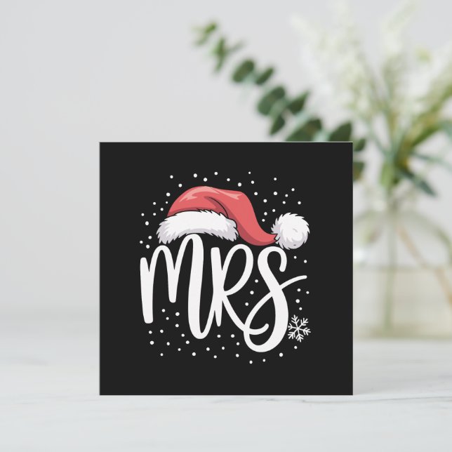 Matching Couples Mr Mrs Wedding Xmas Ugly Santa Holiday Card (Standing Front)
