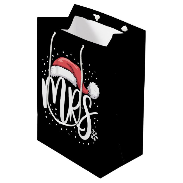 Matching Couples Mr Mrs Wedding Xmas Ugly Santa Medium Gift Bag (Front Angled)
