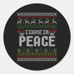 Matching Couples Ugly Christmas Sweater I Come In Classic Round Sticker