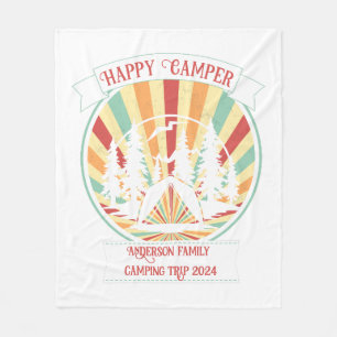 Matching customisable family camping, add name fleece blanket