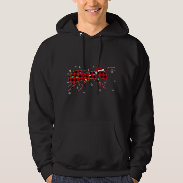 Matching Family Buffalo Plaid Ants Christmas Pajam Hoodie (Front)