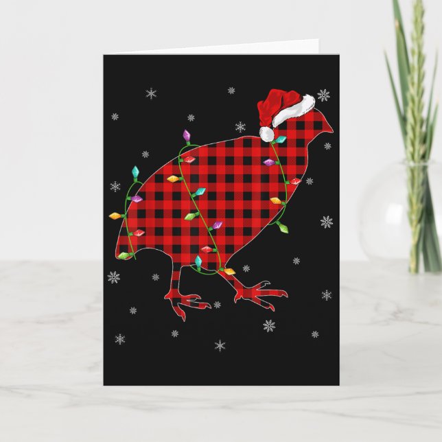 Matching Family Buffalo Plaid Quail Bird Christmas Card (Front)