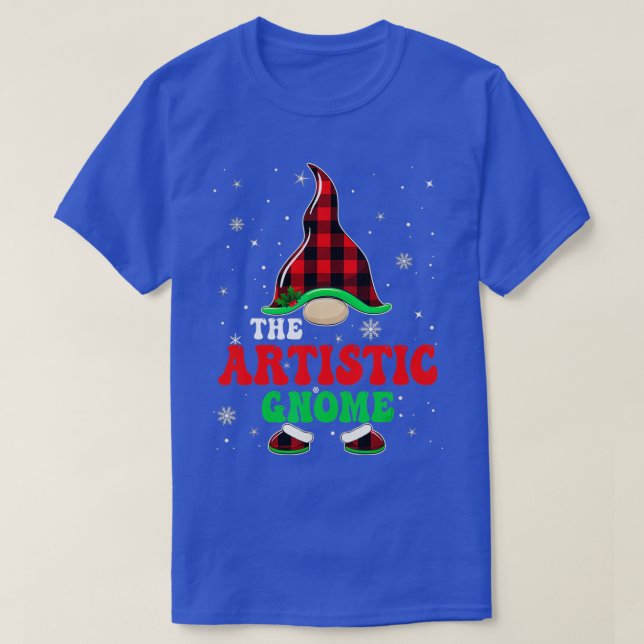 Matching Family Buffalo Plaid The Artistic Gnome C T-Shirt (Design Front)