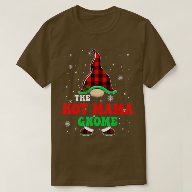 Matching Family Buffalo Plaid The Hot Mama Gnome C T-Shirt (Design Front)