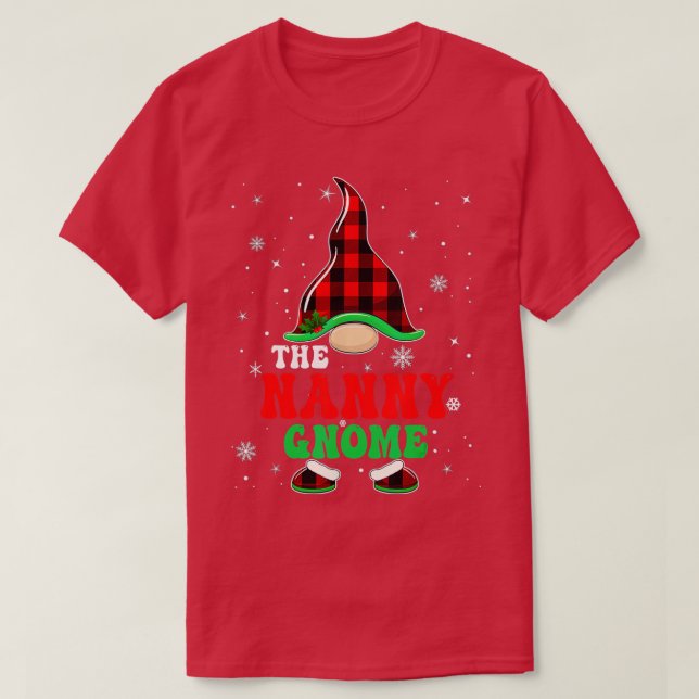 Matching Family Buffalo Plaid The Nanny Gnome Chri T-Shirt (Design Front)