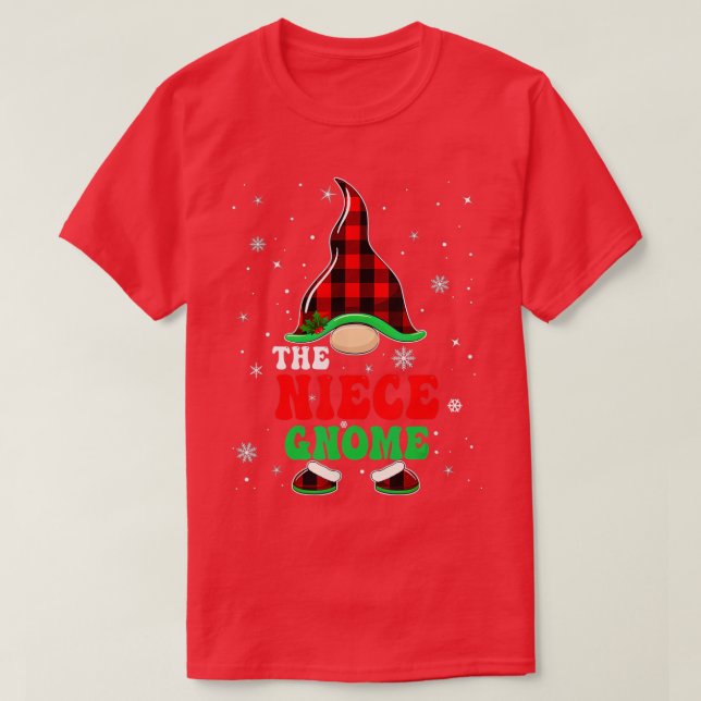 Matching Family Buffalo Plaid The Niece Gnome Chri T-Shirt (Design Front)