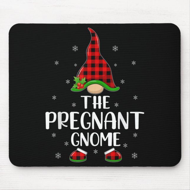 Matching Family Buffalo Plaid The Pregnant Gnome C Mouse Mat (Front)