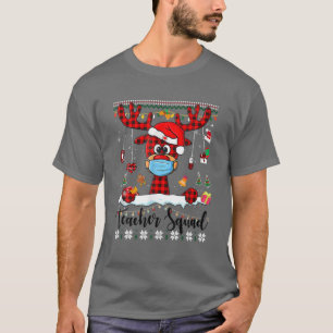 Matching Family Christmas 2021 Plaid Mask Rudolph T-Shirt