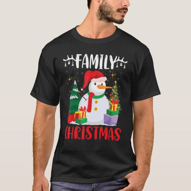 Matching Family Christmas 2022 Snowman And Xmas Tr T-Shirt (Front)