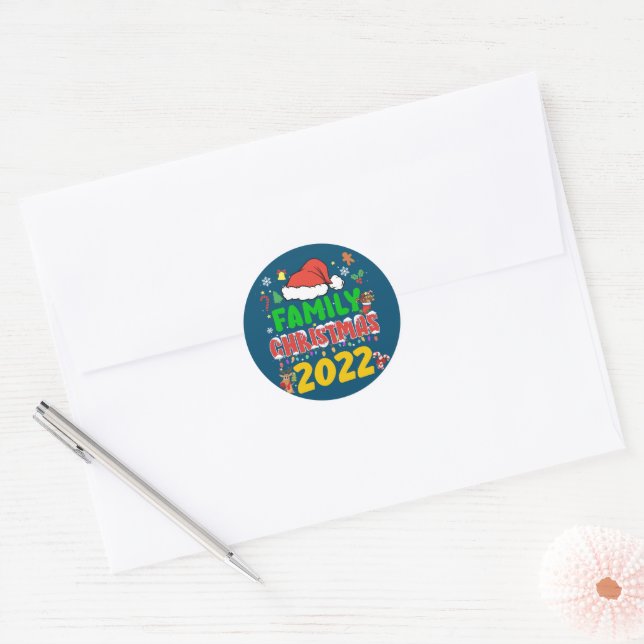 Matching Family Christmas 2022 Team Santa Elf Squa Classic Round Sticker (Envelope)