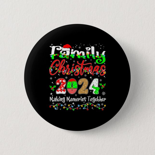 Matching Family Christmas 2024 Santa Hat Lights Xm 6 Cm Round Badge (Front)