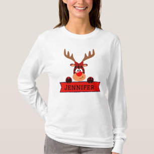 Matching Family Christmas Buffalo Plaid Reindeer T-Shirt