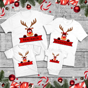 Matching Family Christmas Buffalo Plaid Reindeer T-Shirt