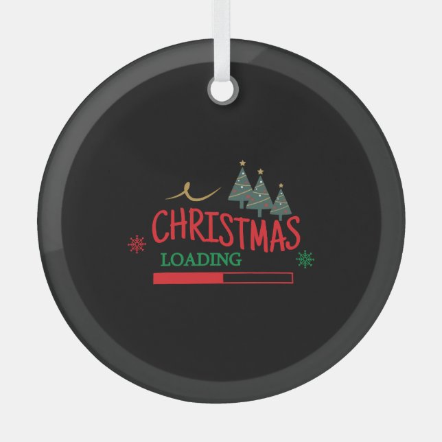 Matching Family Christmas Loading Glass Tree Decoration (Front)