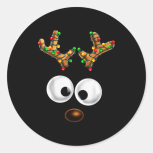 Matching Family Christmas Reindeer Face Christmas  Classic Round Sticker