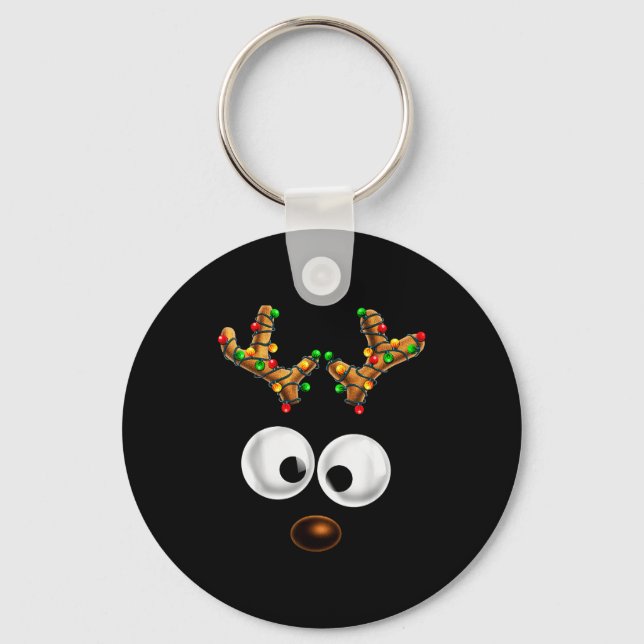 Matching Family Christmas Reindeer Face Christmas  Key Ring (Front)