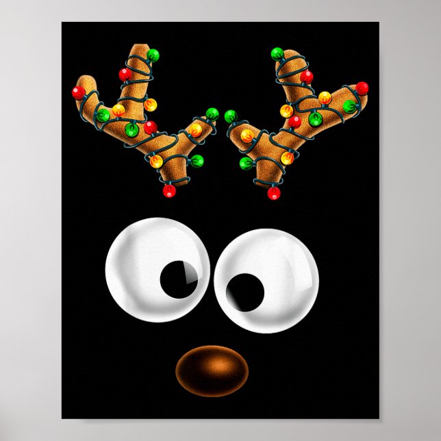 Matching Family Christmas Reindeer Face Christmas  Poster (Front)
