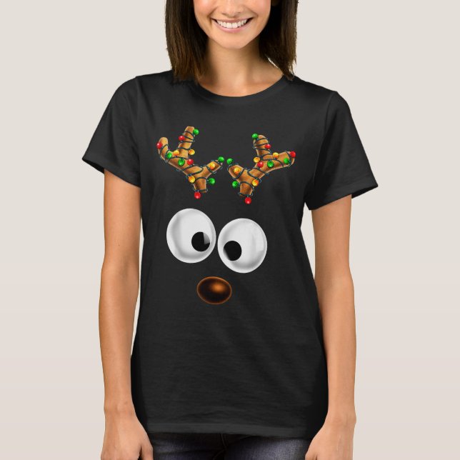 Matching Family Christmas Reindeer Face Christmas  T-Shirt (Front)