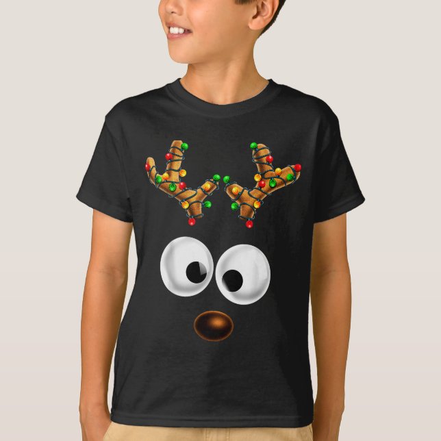 Matching Family Christmas Reindeer Face Christmas  T-Shirt (Front)